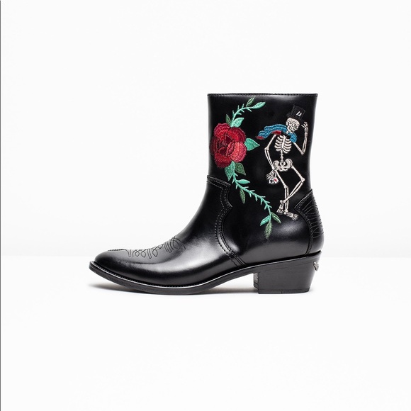 Zadig Voltaire Pilar Embroidered Boots - Picture 1 of 8
